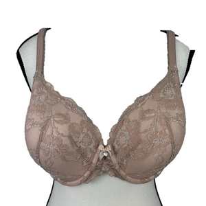 Victoria's Secret Bra Womens 36DDD Beige Lace Lined Perfect Coverage Lingerie